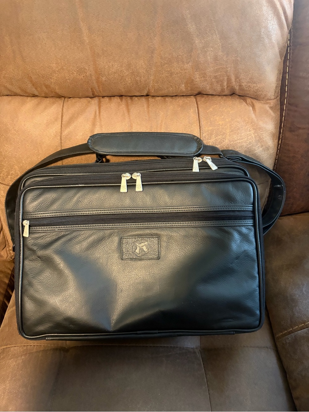Men's👨🏻🦱Case-Tek Inc Chicago IL Black Leather Computer Briefcase💼17"x12"x7"